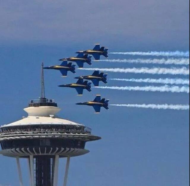 Blue Angels over Space Needle